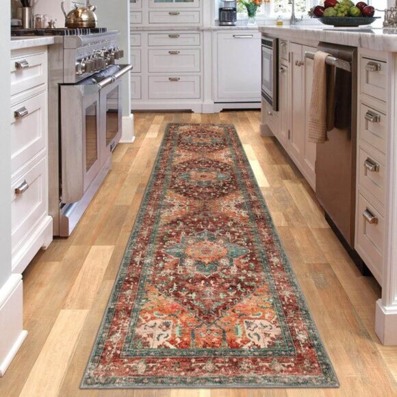 New 2x8 Washable Runner Rug, Non-Slip Vintage Hallway Carpet with Rubber